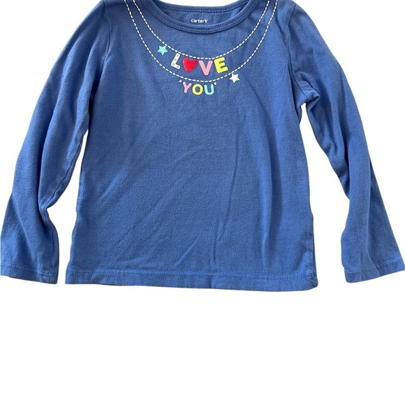 Carter's Other - Carter's Blue Long Sleeve Shirt with Colorful 'Love You' Design